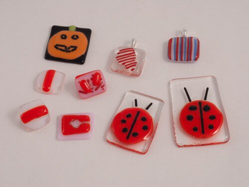 Multiple fused glass pendants