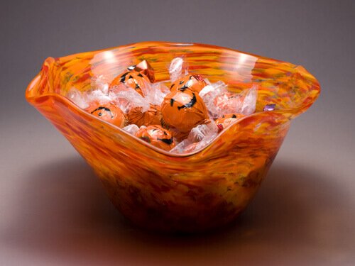 Glass flutter bowl close up