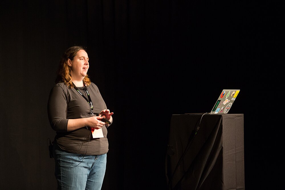 Katie on-stage at CSSConf AU 2015