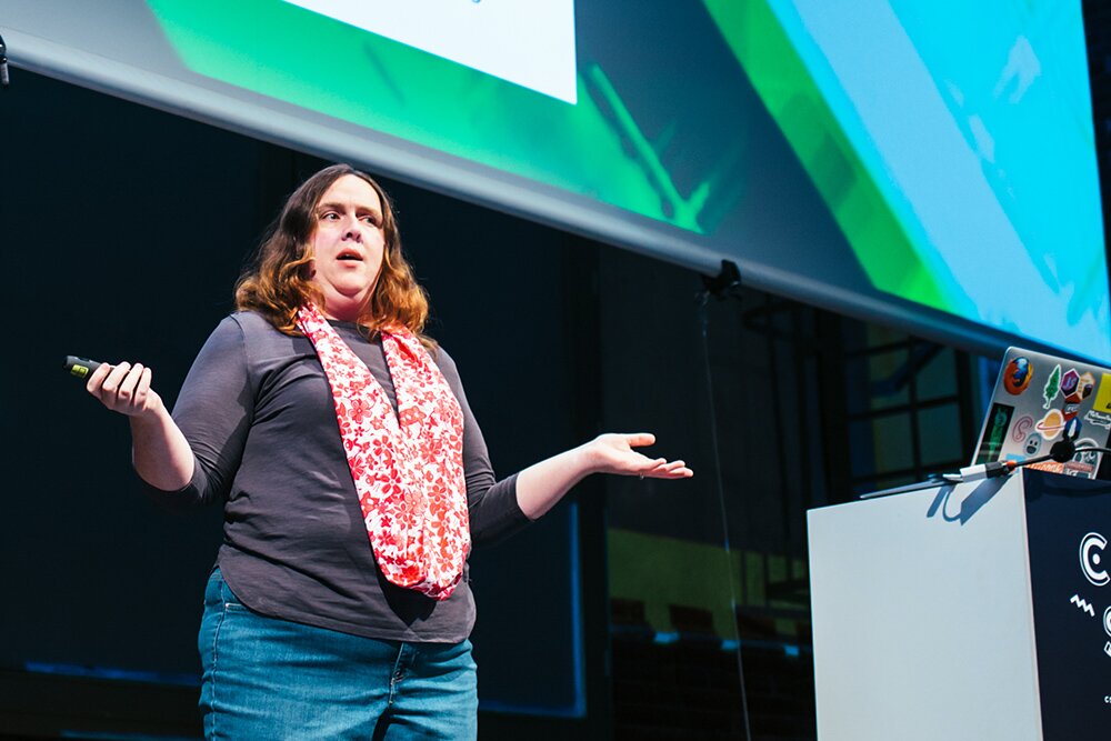 Katie on-stage at CSSConf EU 2015